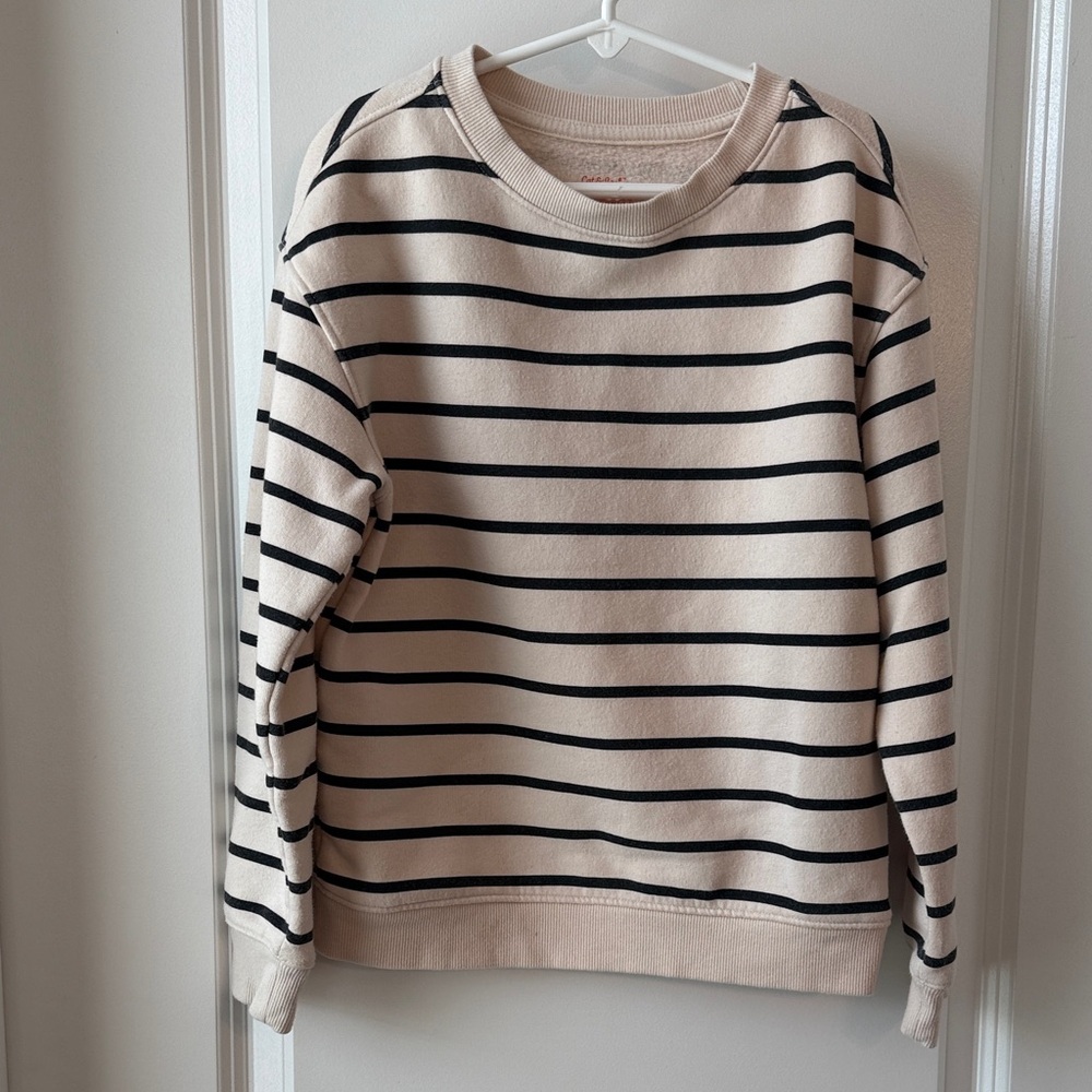 Cat & Jack Boys Striped Cream and Black Sweatshirt